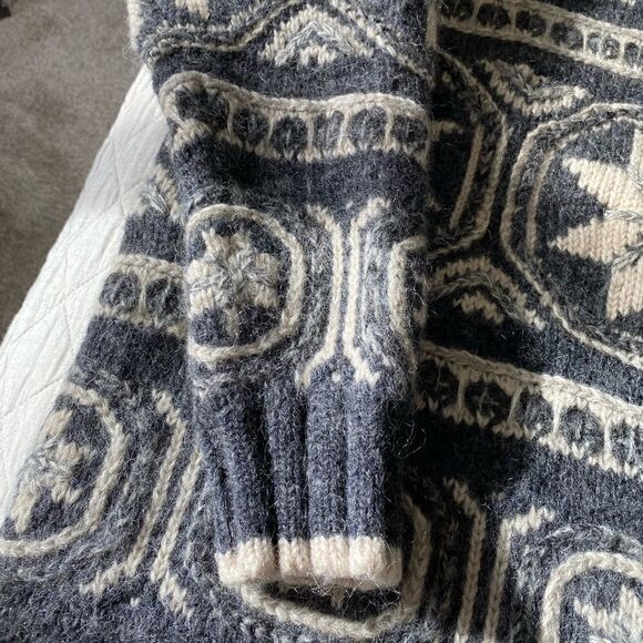 Limited Vintage Wool Snowflake Sweater, Nordic Design, Loose Fit, High Collar - Picture 3 of 11